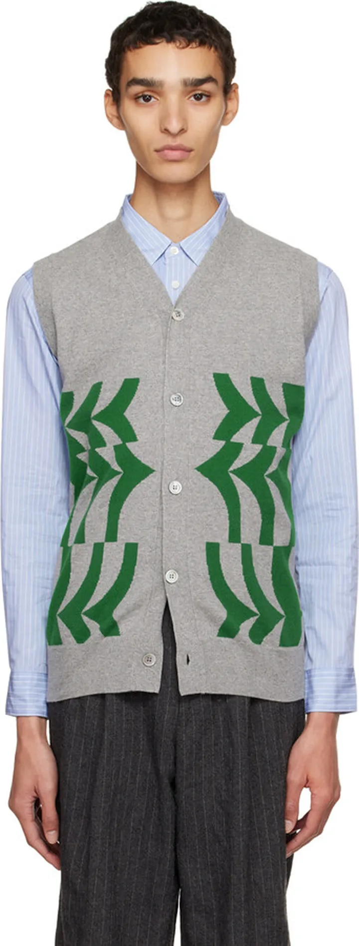 Comme des Garçons Homme Deux Gray Intarsia Sweater Vest