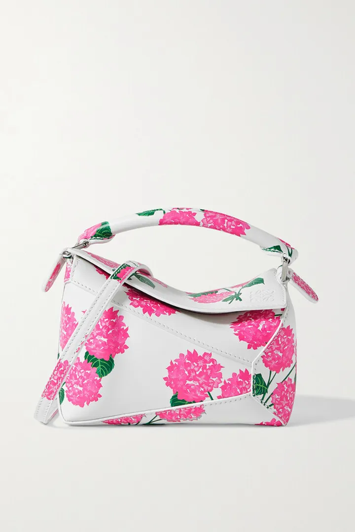 Loewe - Puzzle Floral-print Leather Shoulder Bag - Pink