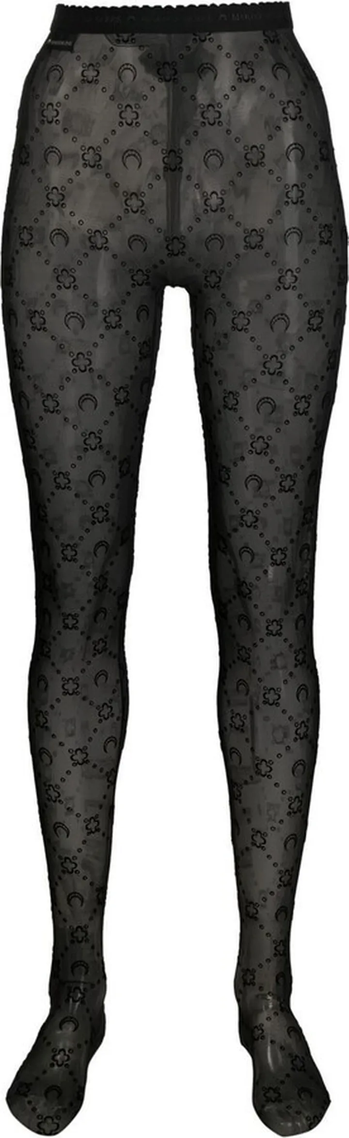 Black Monogram Flocked Mesh Tights