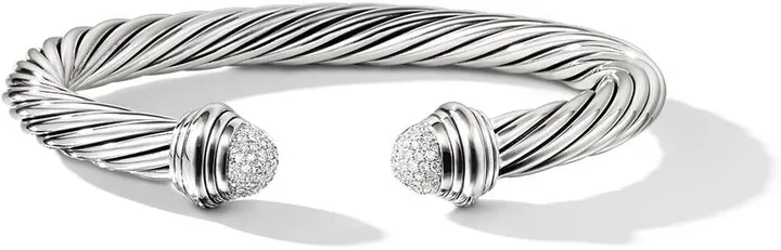 sterling silver Cable diamond cuff