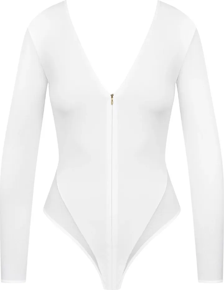 MAISON CLOSE - Thong Body With Zip - White - Pure Tentation