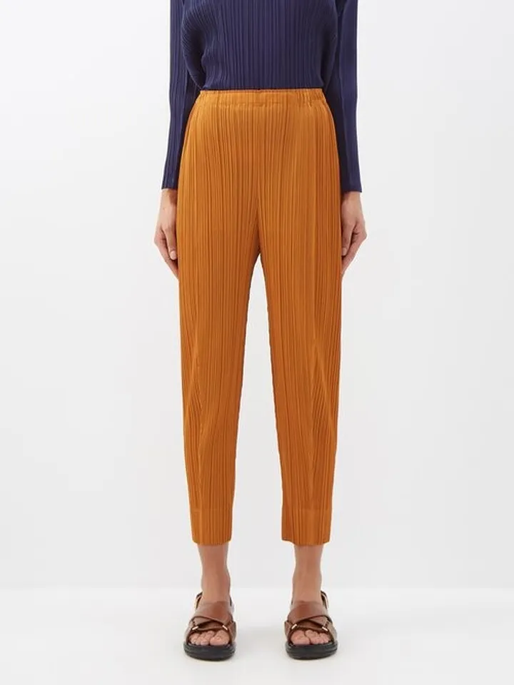 Cropped Technical-pleated Trousers