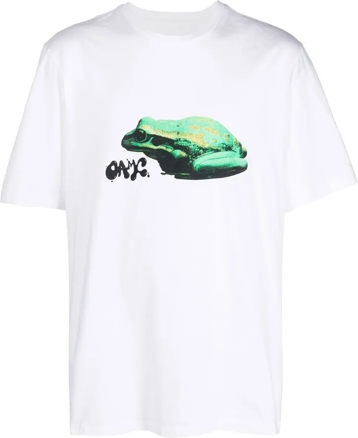 frog-print cotton T-shirt