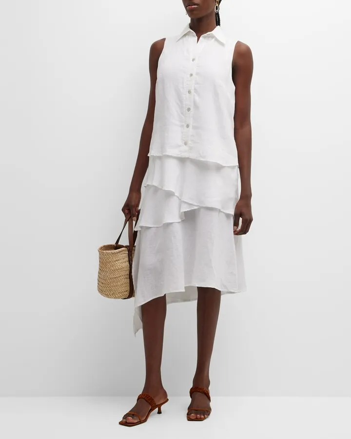 Jasmine Tiered Sleeveless Linen Midi Dress