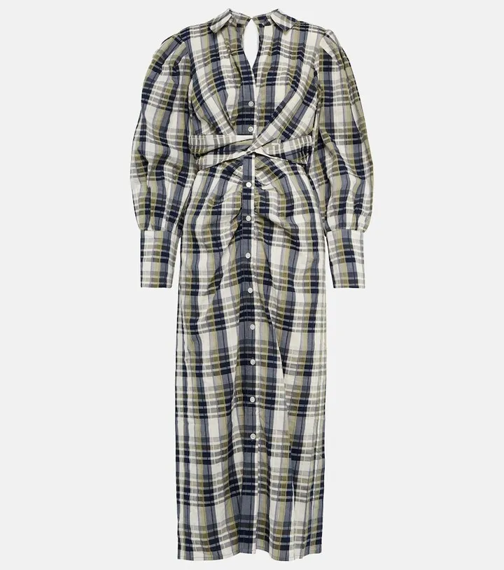 Copelyn plaid cotton-blend shirt dress