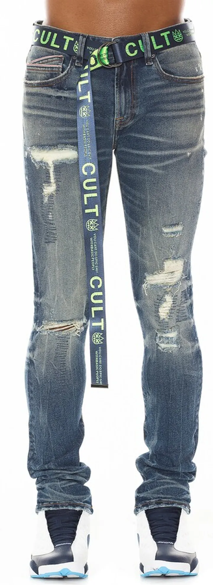 Punk Belted Rip & Repair Super Skinny Jeans
