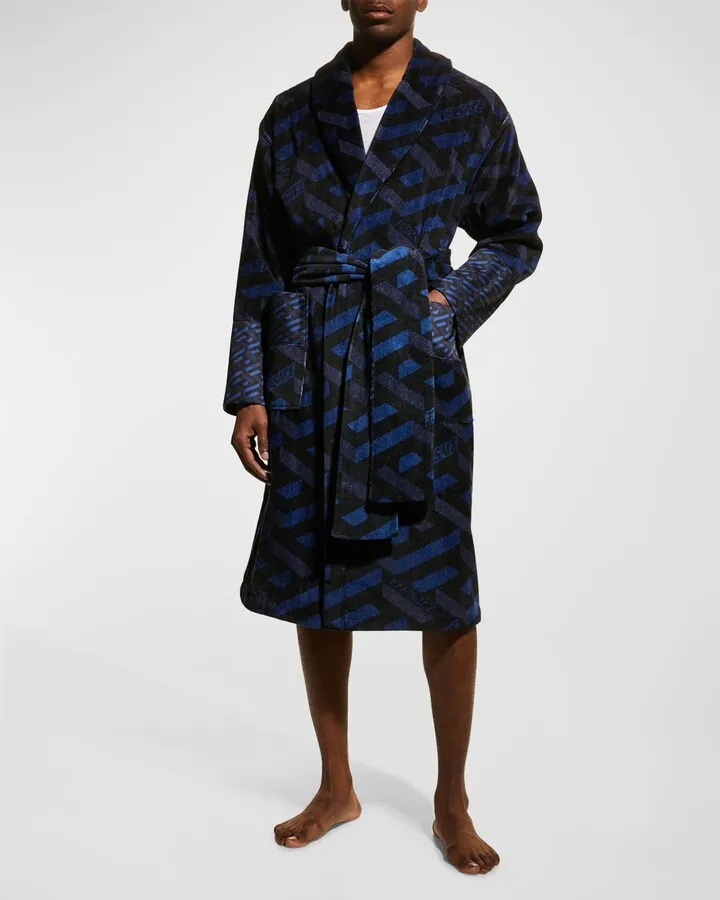 Men's Greca Cotton Robe