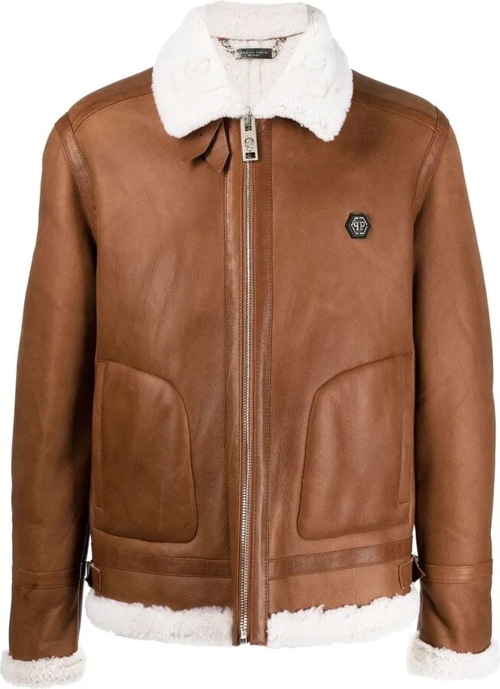 Shearling-lined leather jacket