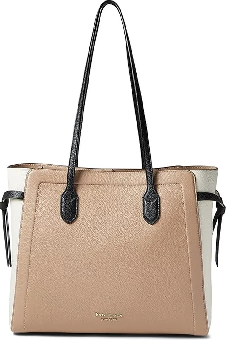 Kate Spade New York Knott Color-Blocked Pebbled Leather Large Tote (Kraft Paper Multi) Handbags