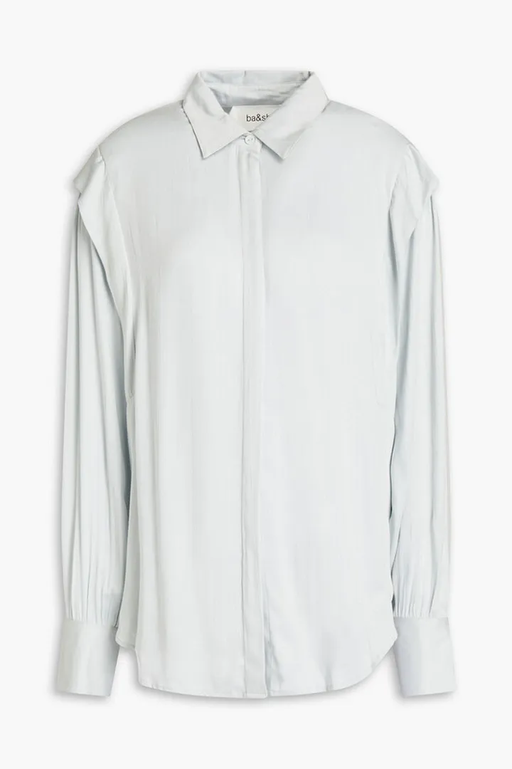 Alia gathered satin-twill shirt