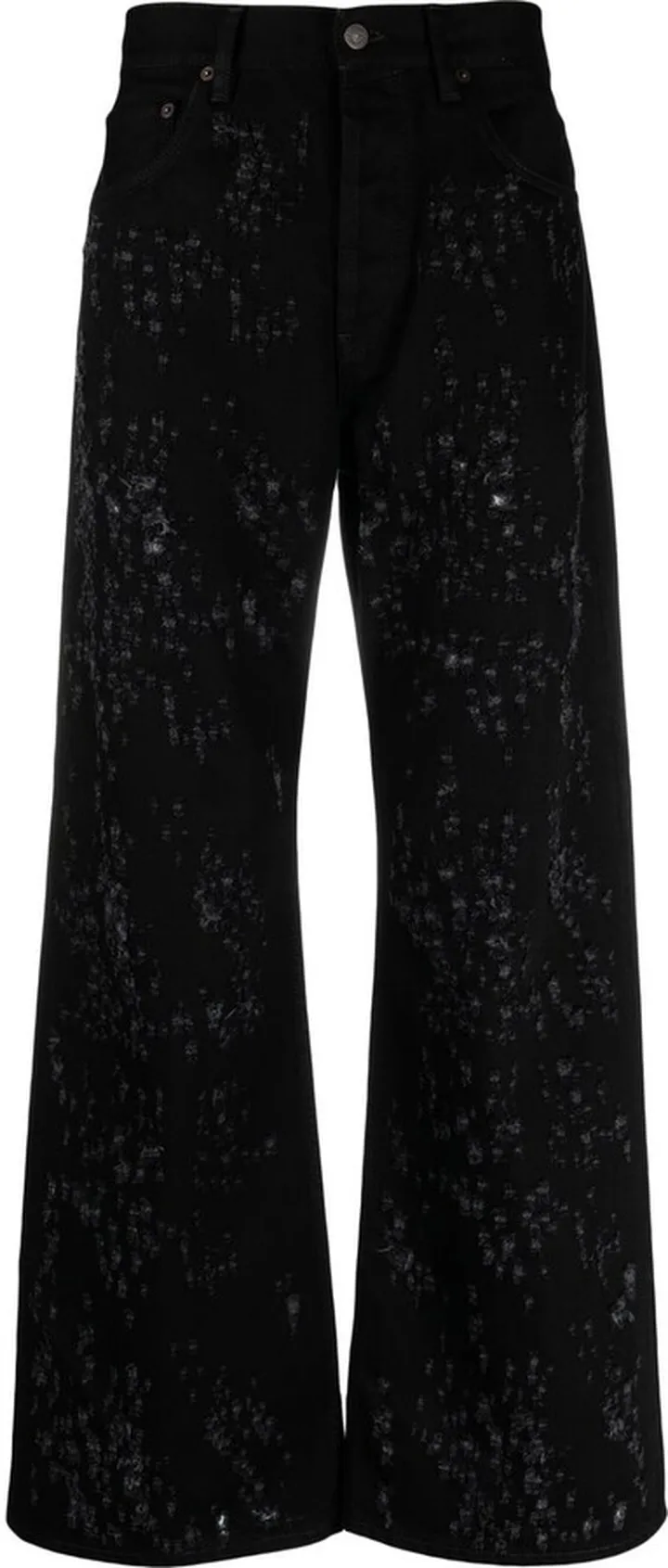 Distressed High-Waisted Flared Jeans