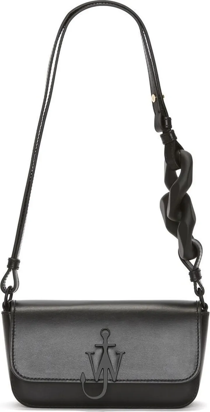 Black Anchor Chain Leather Shoulder Bag