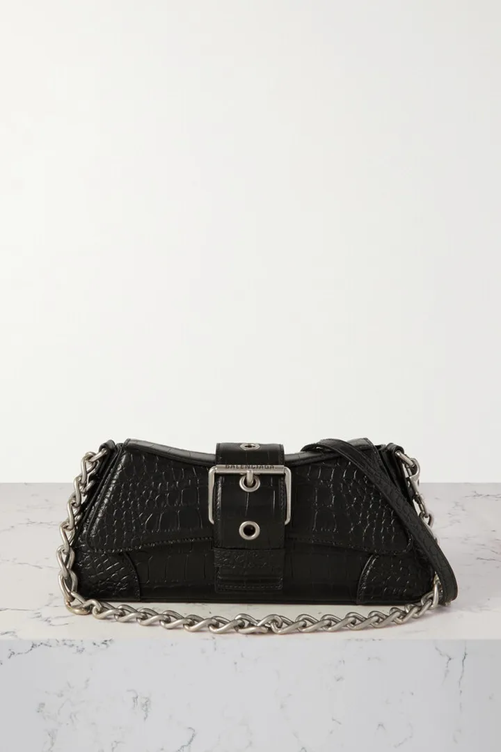 Balenciaga - Lindsay Small Croc-effect Leather Shoulder Bag - Black