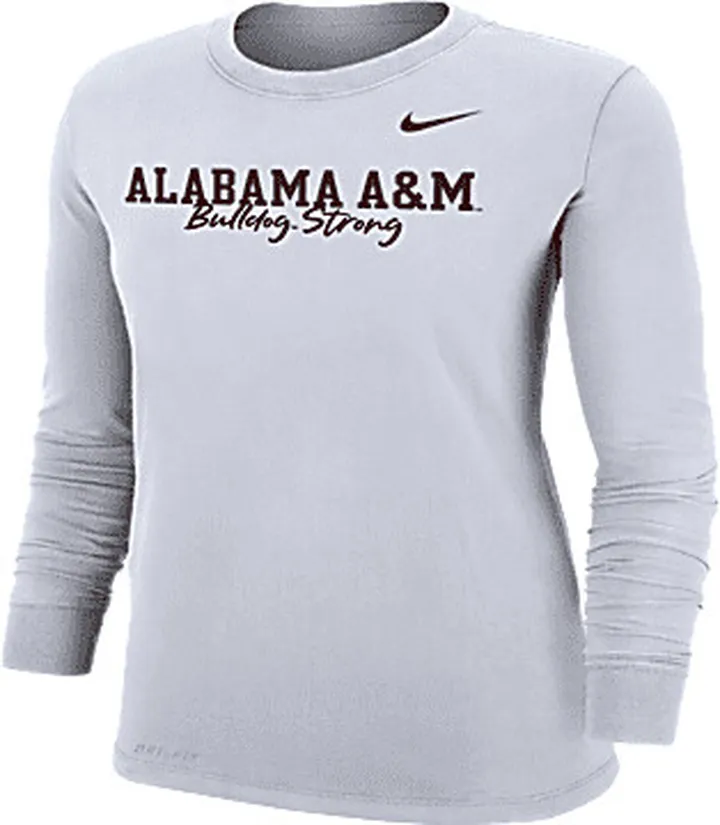 Nike Women's College Dri-FIT 365 Alabama A&M Long-Sleeve T-Shirt in White