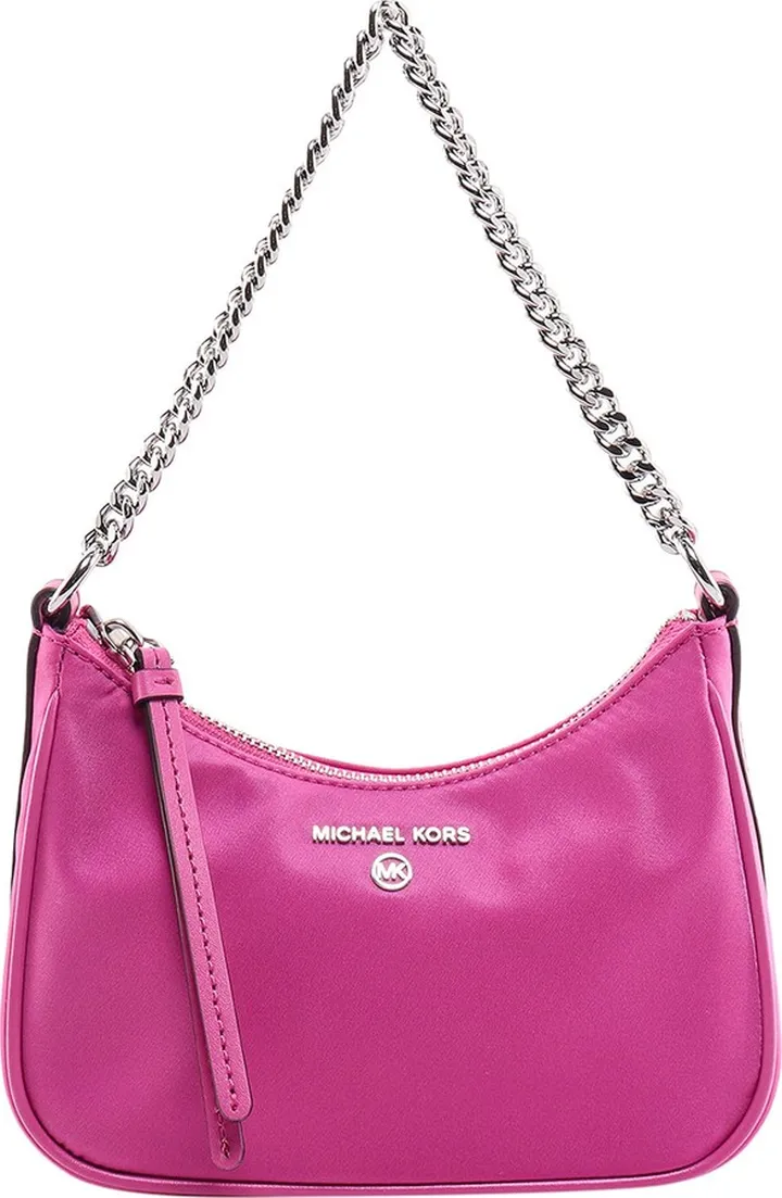 Nylon shoulder bag with frontal logo