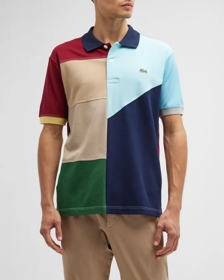 Unisex Patchwork Piqué Polo Shirt