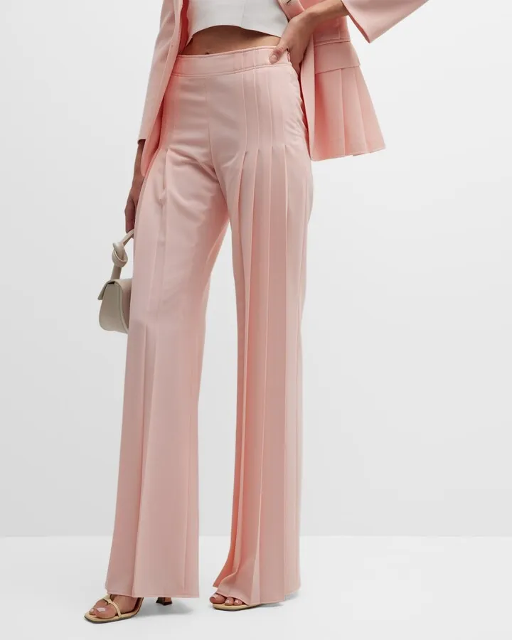 Bamboo Pleated Wide-Leg Pants