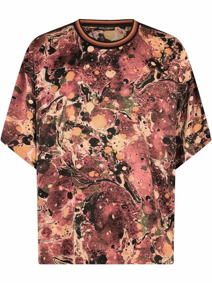 marble-print Technical T-shirt
