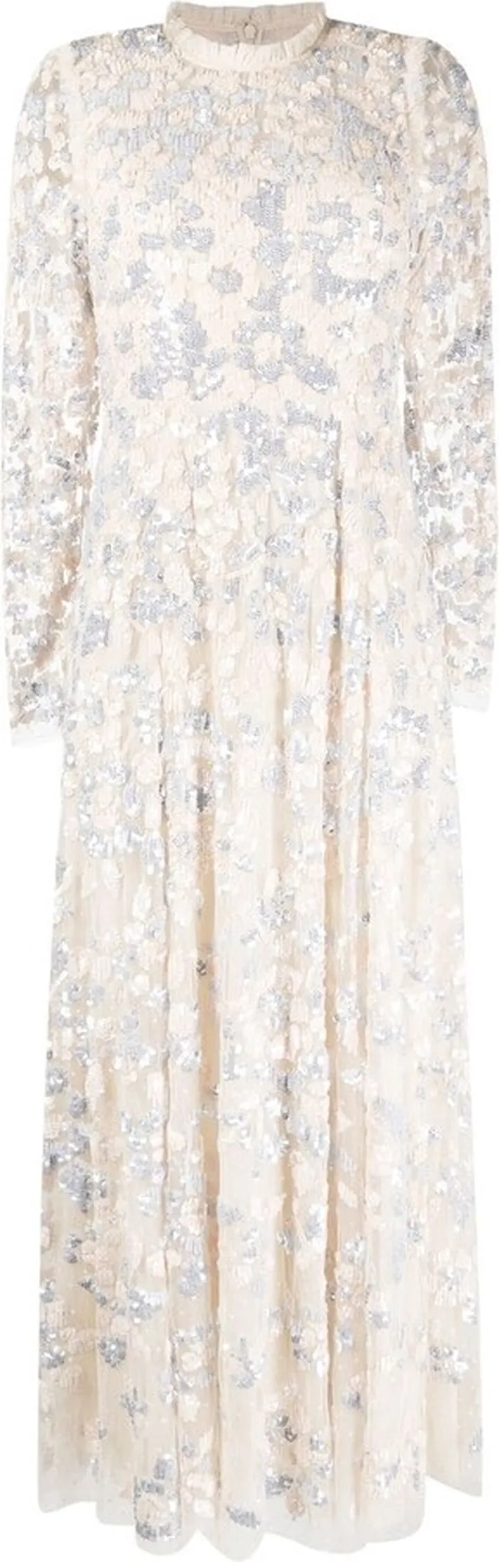 Floral-Lace Detail Evening Dress