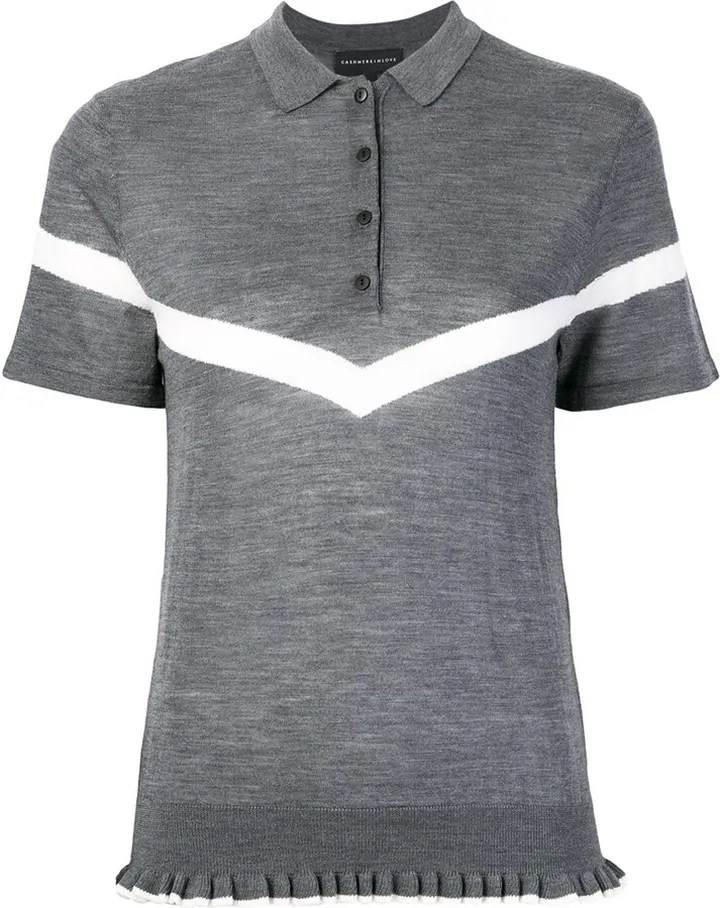 Ruffle Trimming Knitted Polo Shirt