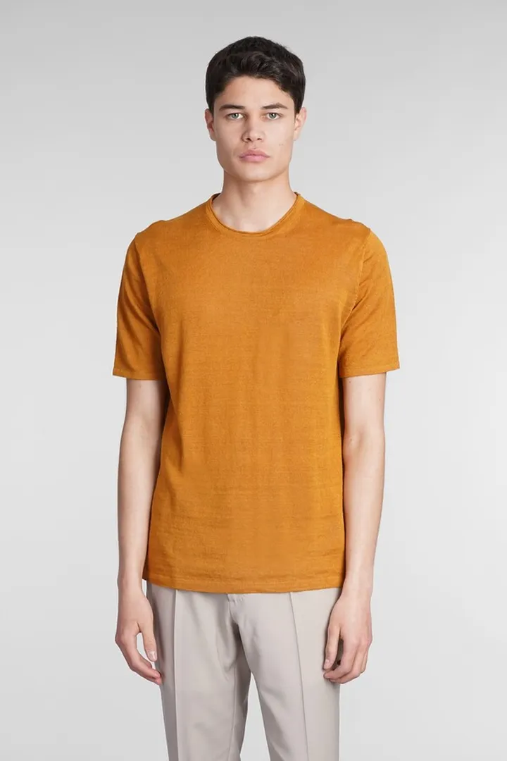 T-shirt In Orange Linen