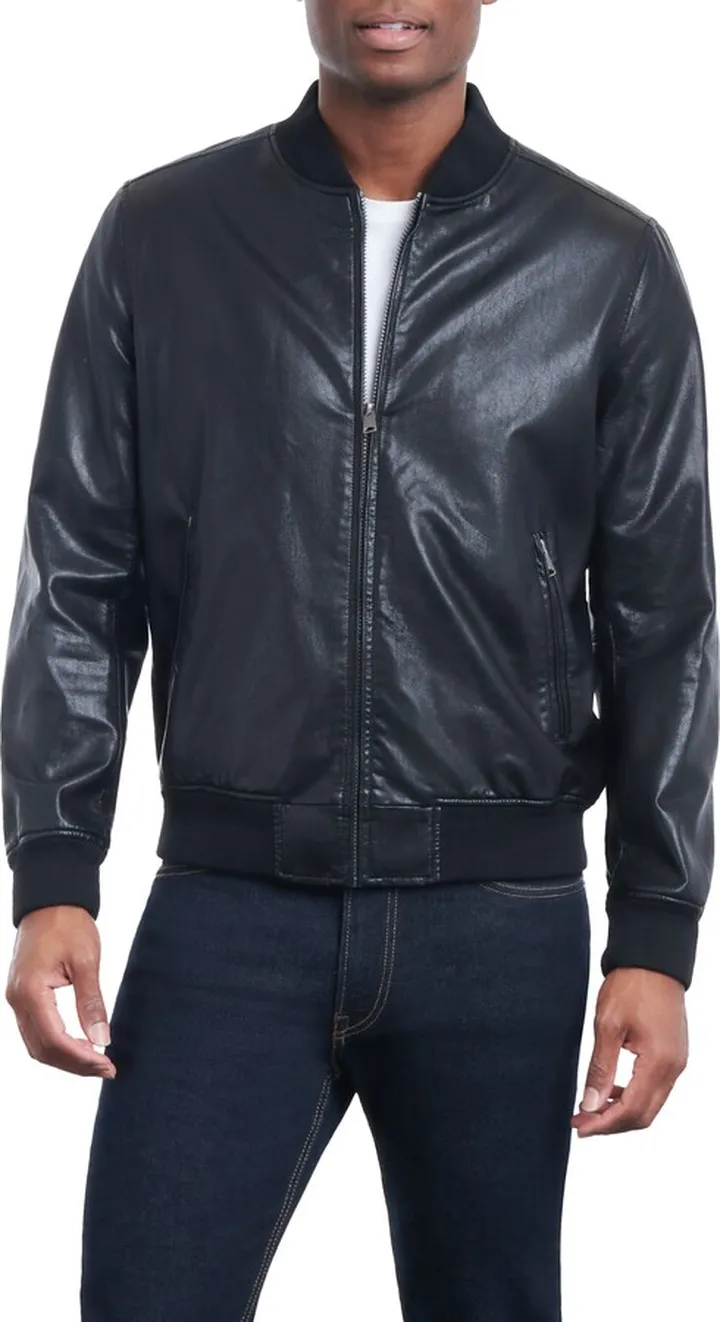 Faux Leather Bomber Jacket