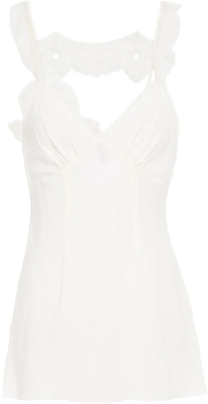 Lace-trimmed silk crepe de chine camisole