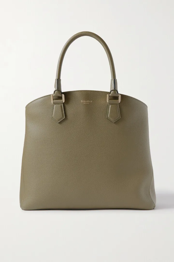 Serapian - Luna Textured-leather Tote - Green