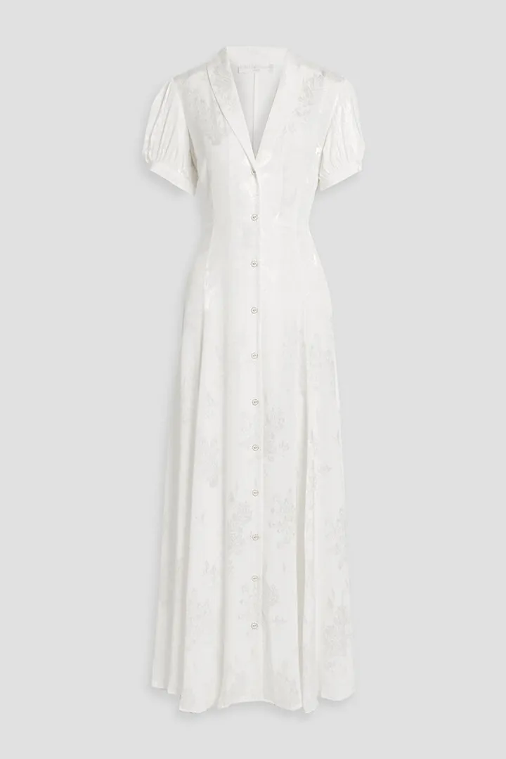 Bel floral-jacquard maxi shirt dress