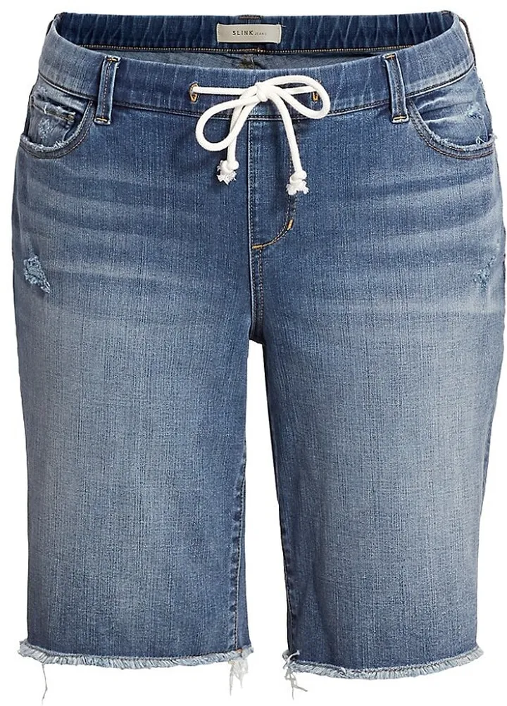 Mid-Rise Denim Bermuda Shorts