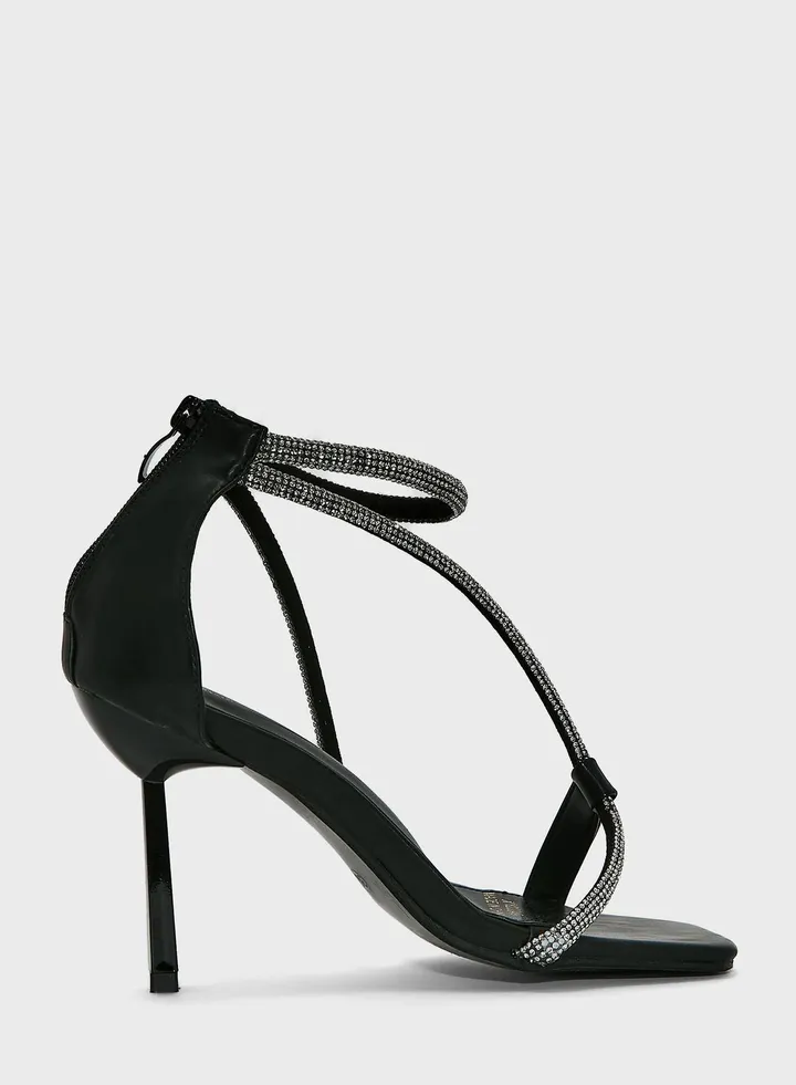 Diamante Criss Cross Strap Sandal
