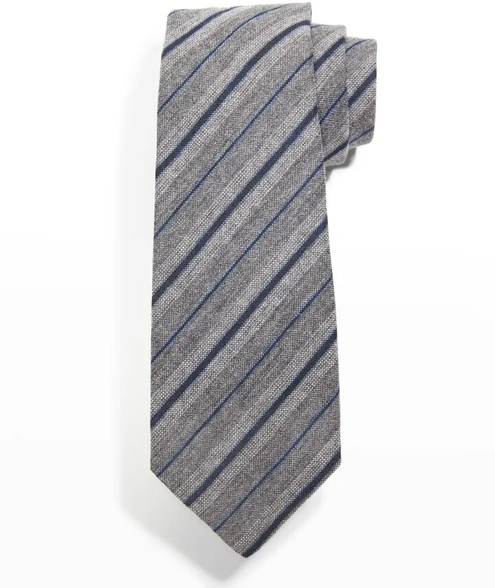 Men's Stripe Wool-Silk Tie