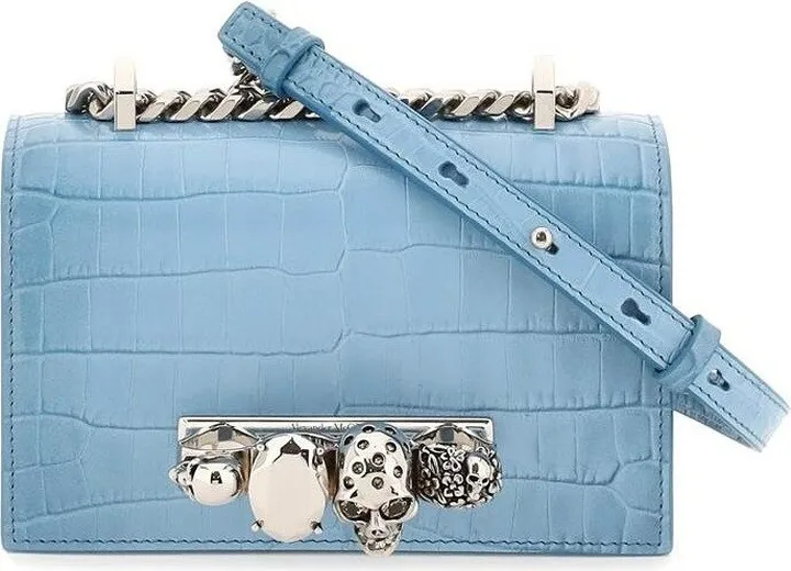 Alexander McQueen Skull Embellished Embossed Shoulder Bag