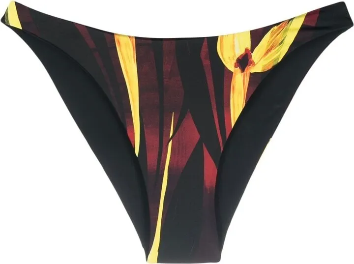 Orchid-Print Scoop Bikini Bottoms