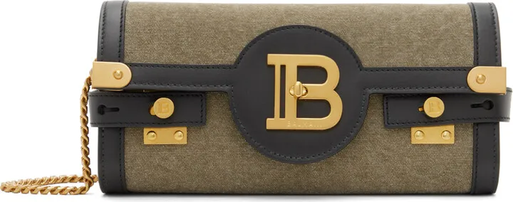 Balmain Khaki & Black B-Buzz 23 Clutch Bag
