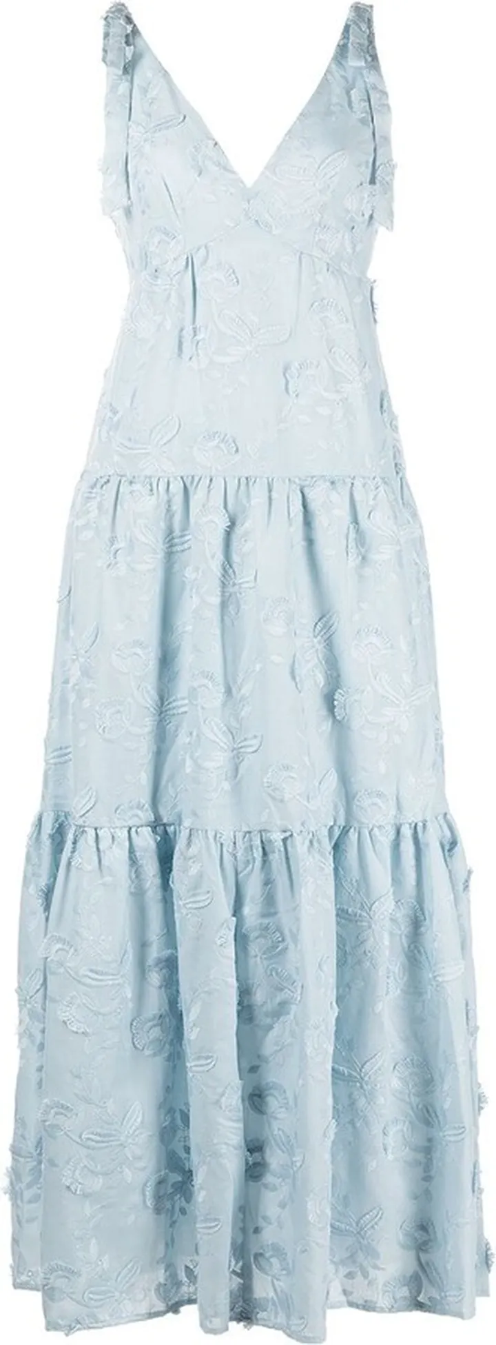 Floral-Lace Appliqué Midi Dress