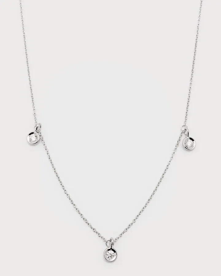 18k 3-Diamond Dangle Necklace