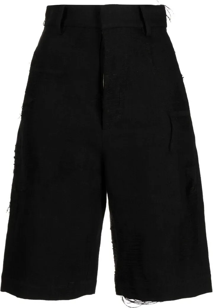 Distressed-Finish Knee-Length Shorts