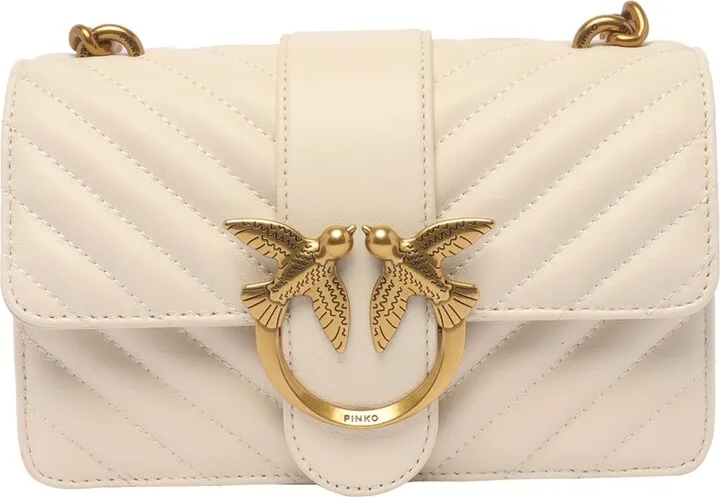 Pinko Love Birds Quilted Chain-Linked Shoulder Bag