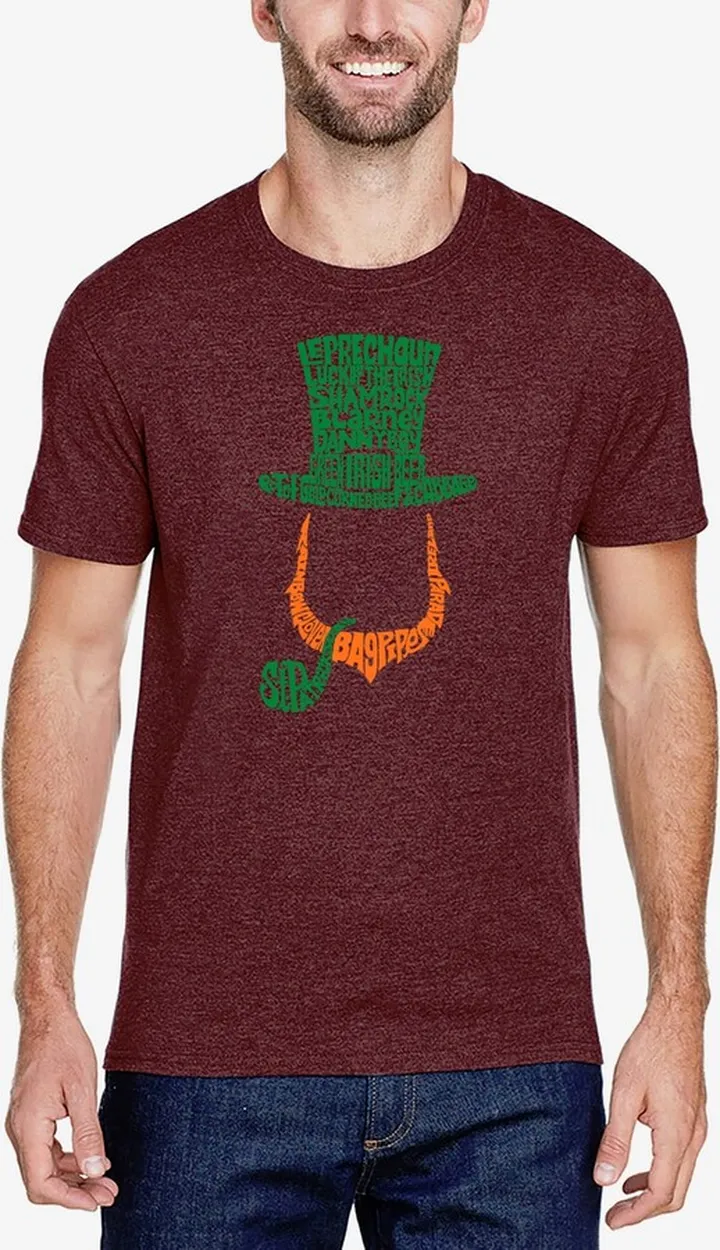 La Pop Art Men's Premium Blend Leprechaun Word Art Graphic T-shirt