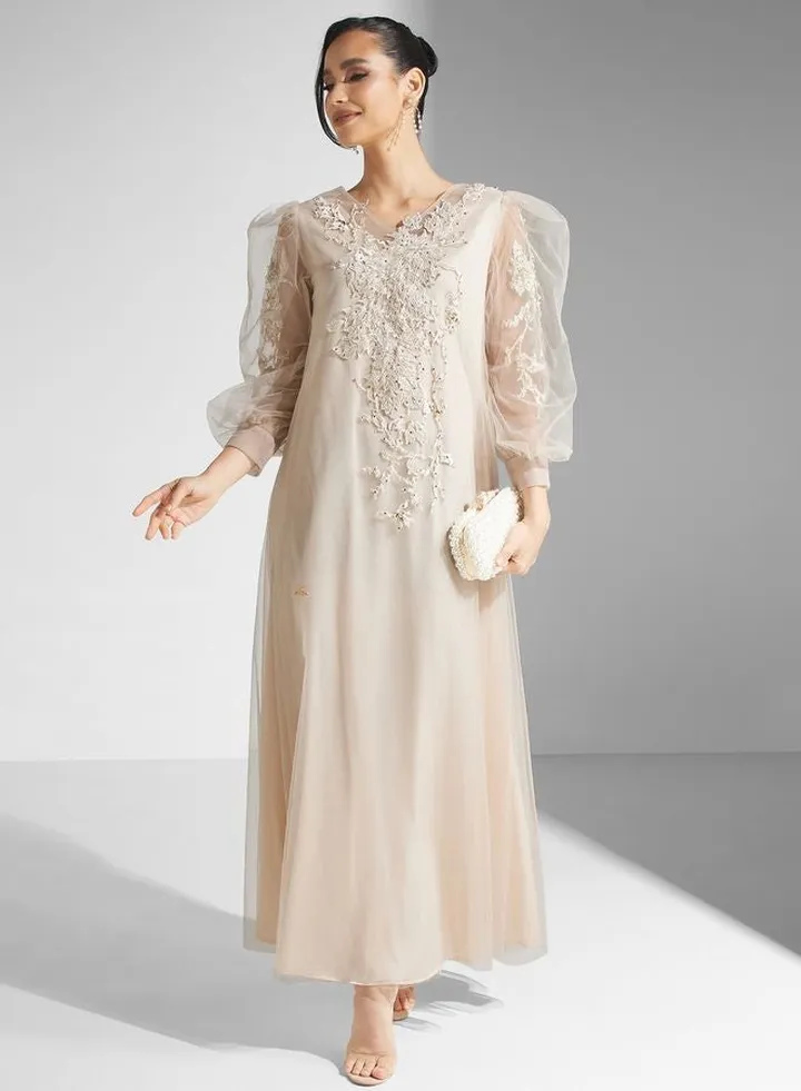 Embellished V-Neck Dress
