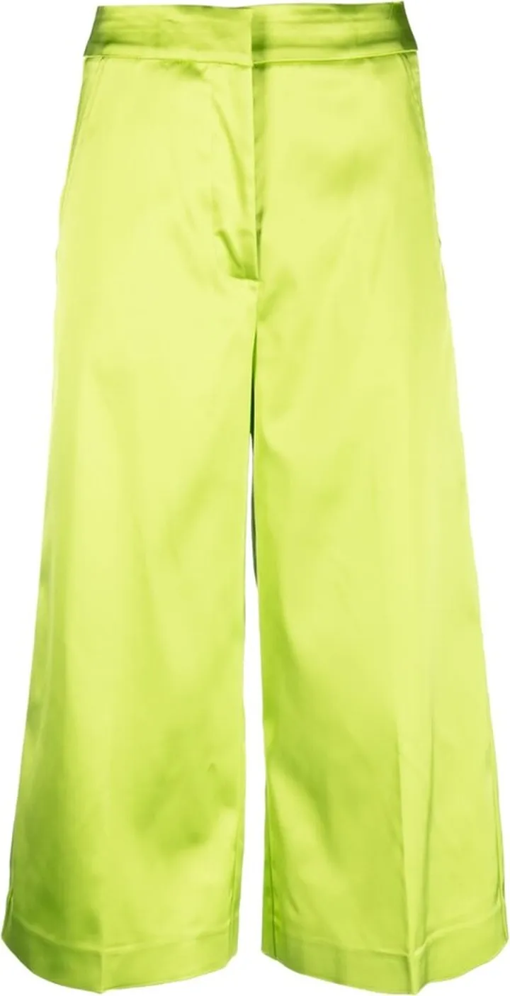 High-Waist Satin Cropped Trousers