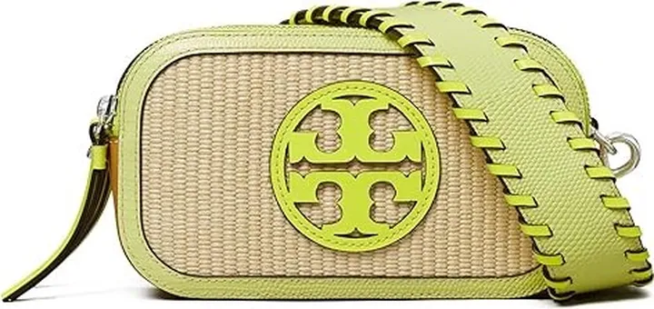 Tory Burch Miller Raffia Mini Crossbody Bag (Natural Multi) Handbags
