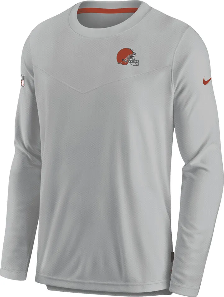 Nike Men's Dri-FIT Lockup (NFL Cleveland Browns) Long-Sleeve Top in Grey
