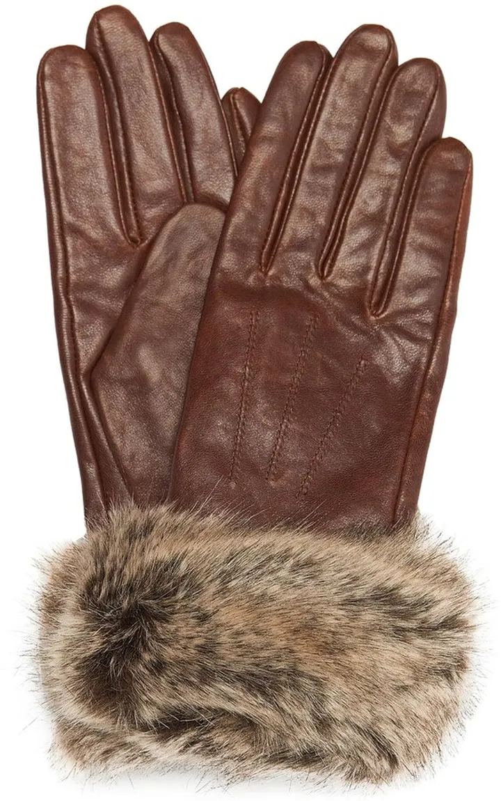 Faux Fur Trim Leather Gloves