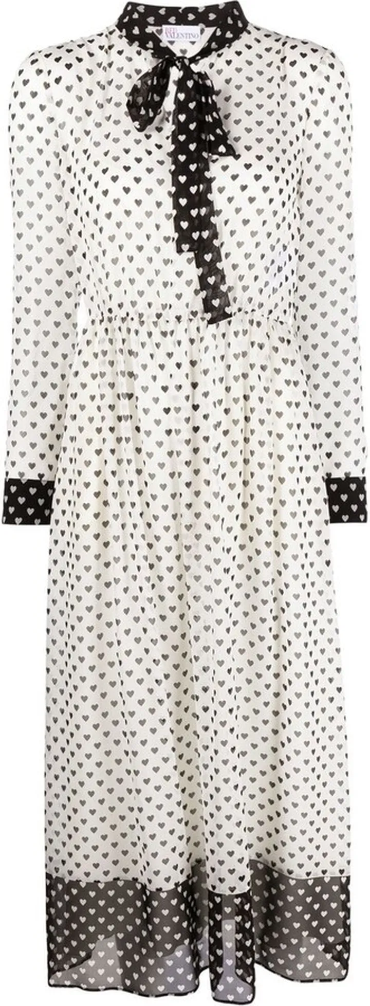 Pussy-Bow Printed Midi Dress