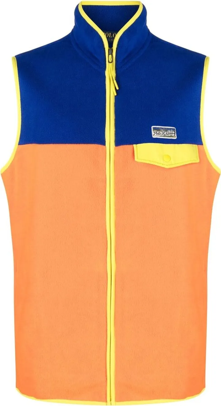 Orange Colourblock Fleece Gilet
