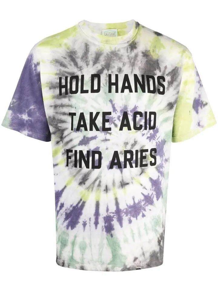 slogan-print tie-dye T-shirt