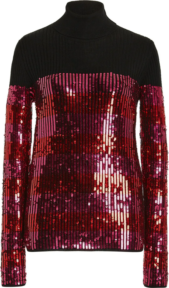 Women's Sequin Wool Turtleneck Sweater