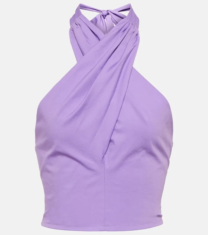 Kai cropped halter-neck cotton top
